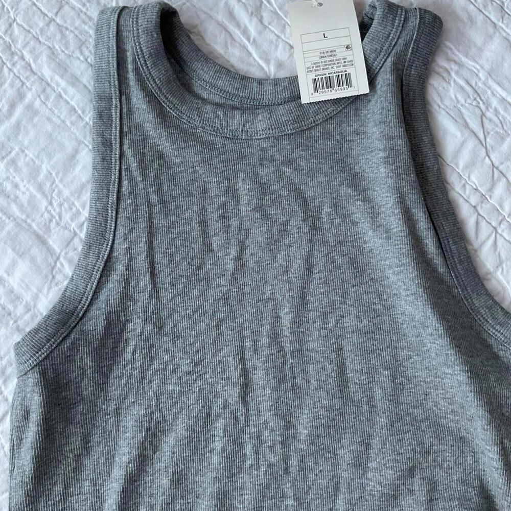 NWT A New Day Gray Ribbed Sleeveless Tank Tops, 2 Pack Size Large - Picture 3 of 3